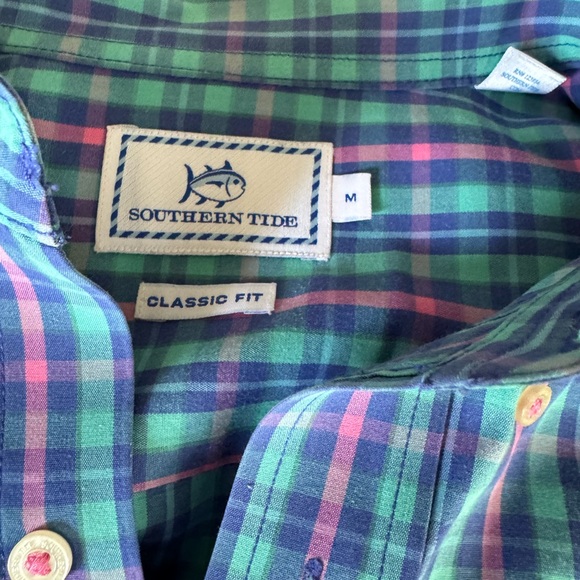 Southern Tide sz MED Plaid Button-Down Shirts - Blue and Green- both for $24 - Picture 3 of 5